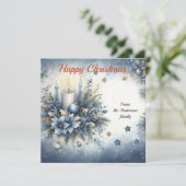 Elegante blauwe gouden kerstdecoraties feestdagenkaart (Staand voorkant)