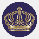 Elegante Blauwe Gouden Kroon Envelope Zegel (Voorkant)