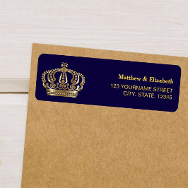 Elegante Blauwe Gouden Kroon Trouwfeest Etiket