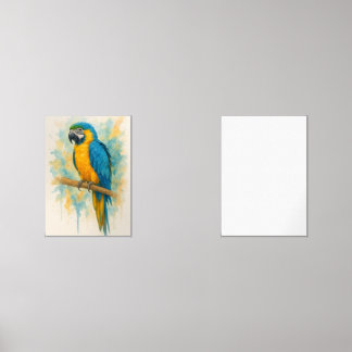Elegante Blauwe & Gouden Papegaai Wall Art Print - Muurkunst Sets