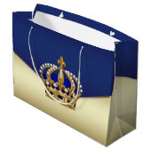 Elegante Blauwe Gouden Prins Groot Cadeauzakje (Achterkant Gekanteld)
