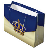 Elegante Blauwe Gouden Prins Groot Cadeauzakje (Voorkant Gekanteld)
