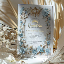 Elegante Blauwe Gouden Quinceanera Spaanse Sweet 1