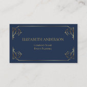 Elegante Blauwe Gouden Rol Minimalistisch Visitekaartje (Voorkant)
