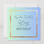 Elegante Blauwe & Gouden Verjaardag Uitnodiging (Achterkant)