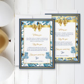 Elegante Blauwe Gouden Watercolor Bloemen Verjaard