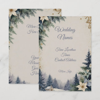 Elegante Blauwe & Gouden Winter Kerstmis Kaart