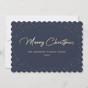 Elegante Blauwe Gouden Zakelijke Kerstkaart