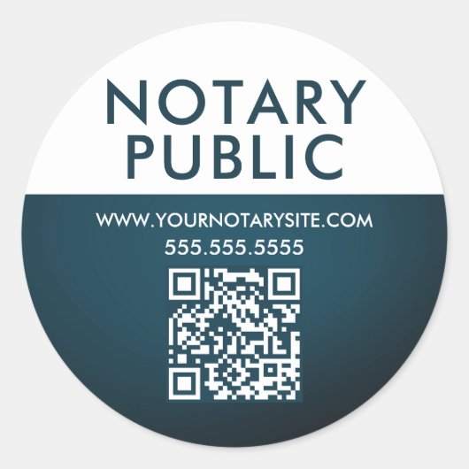 Elegante Blauwe Gradiënt QR Code Notaris Business Ronde Sticker (Voorkant)