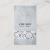 Elegante blauwe grijze kant interieurontwerper visitekaartje (Voorkant)