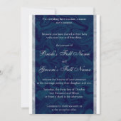 Elegante blauwe & grijze Marmeren bruiloft uitnodi Kaart (Voorkant)