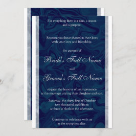 Elegante blauwe & grijze Marmeren bruiloft uitnodi Kaart