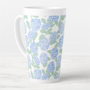 Elegante Blauwe Groene Hortensia Preppy Latte Mok