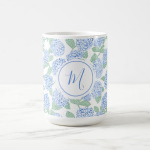 Elegante Blauwe Groene Hortensia Preppy Persoonlij Koffiemok
