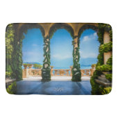 Elegante Blauwe & Groene Italiaanse Villa Bogen Badmat (Voorkant)