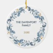 Elegante blauwe groene krans keramisch ornament (Achterkant)