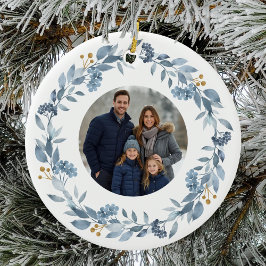 Elegante blauwe groene krans keramisch ornament