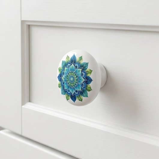 Elegante blauwe groene medaillon keramische knop