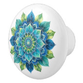 Elegante blauwe groene medaillon keramische knop (Rechts)