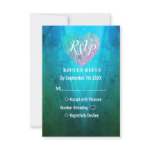 Elegante Blauwe Groene Schemering Trouw RSVP Kaart