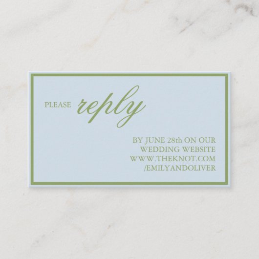 Elegante blauwe groene strepen bruiloft informatiekaartje (Voorkant)