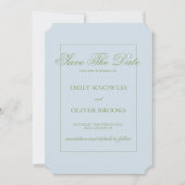 Elegante blauwe groene strepen bruiloft save the date (Voorkant)