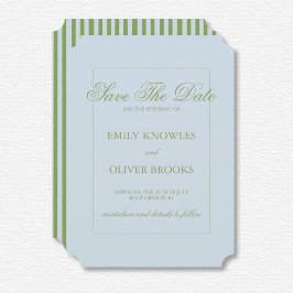 Elegante blauwe groene strepen bruiloft save the date