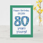 Elegante Blauwe, Groene, Witte 80ste Verjaardag Kaart (Gele Bloem)