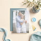 Elegante Blauwe Hand Getrokken Boog & Lint Huwelij Vellum Uitnodigingen