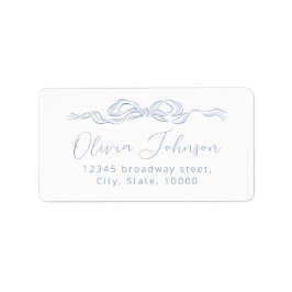 Elegante blauwe handgetekende boog retouradreslabe etiket