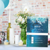 Elegante Blauwe Hart Blad Boom Trouwen SAVE THE DA Kaart