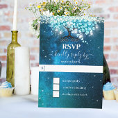 Elegante Blauwe Hart Blad Boom Trouwen SAVE THE DA Kaart