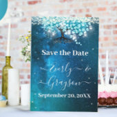 Elegante Blauwe Hart Blad Boom Trouwen SAVE THE DA Kaart