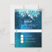 Elegante Blauwe Hart Blad Boom Trouwen SAVE THE DA Kaart (Voorkant)