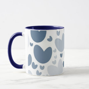 Elegante blauwe harten esthetische tweedelig koffi mok