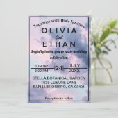 Elegante Blauwe Hemel Wolken Romantische bruiloft Kaart (Staand voorkant)