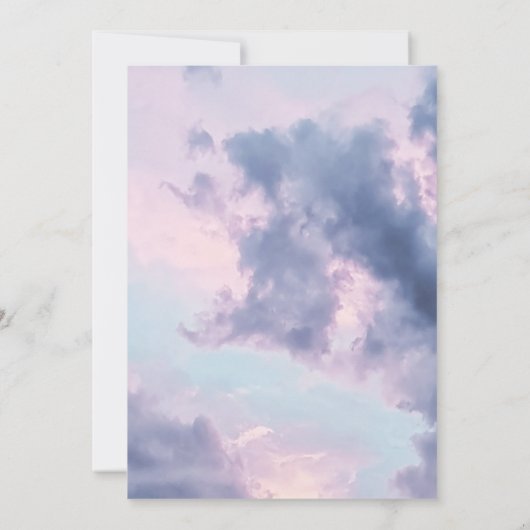 Elegante Blauwe Hemel Wolken Romantische bruiloft Kaart (Achterkant)