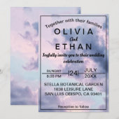 Elegante Blauwe Hemel Wolken Romantische bruiloft Kaart (Voorkant / Achterkant)