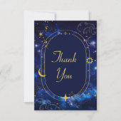 Elegante blauwe hemelse bruiloft bedankkaart (Voorkant)