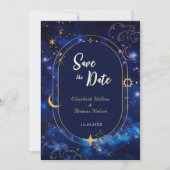 Elegante blauwe hemelse bruiloft save the date (Voorkant)