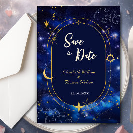 Elegante blauwe hemelse bruiloft save the date