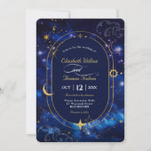 Elegante blauwe hemelse bruiloft uitnodiging (Voorkant)