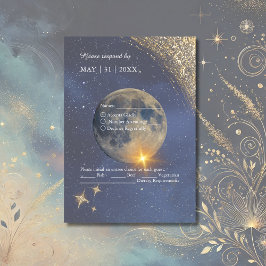 Elegante blauwe hemelse Galaxy Sky bruiloft RSVP Kaartje