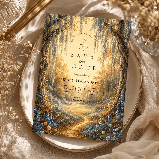 Elegante Blauwe Herfst Bruiloft Save The Date