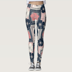 Elegante Blauwe Hibiscus Bloemmotief (9) Leggings
