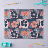 Elegante Blauwe Hibiscus Bloempatroon (7) Tissuepapier (Craft)