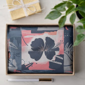 Elegante Blauwe Hibiscus Bloempatroon (7) Tissuepapier (Geschenk)