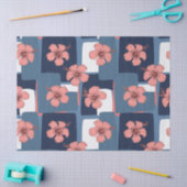 Elegante Blauwe Hibiscus Bloempatroon (8) Tissuepapier (Craft)
