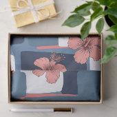 Elegante Blauwe Hibiscus Bloempatroon (8) Tissuepapier (Geschenk)