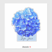 Elegante Blauwe Hortensia Aangepaste Naam Sticker (Vel)